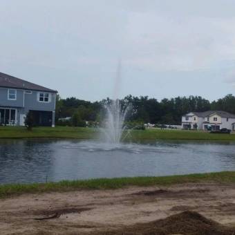 Fountain near house