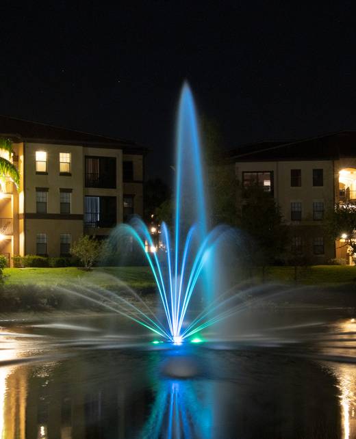 Blue Fountain at Night